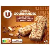 Barres de céréales gourmandes cacahuètes chocolat caramel, x4 - 140g