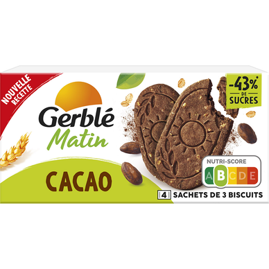 GERBLE - Biscuit Matin Chocolat -  4x3, 200g