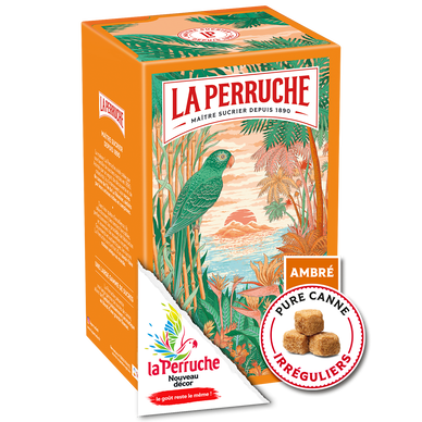 Sucre ambré en morceaux irréguliers LA PERRUCHE, boîte 750g