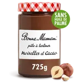 Pâte à tartiner noisettes et cacao sans huile de palme BONNE MAMAN, bocal 725g