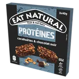 Barres céréales proteïnées cacahuètes & chocolat noir EAT NATURAL, 3x40g, 120g