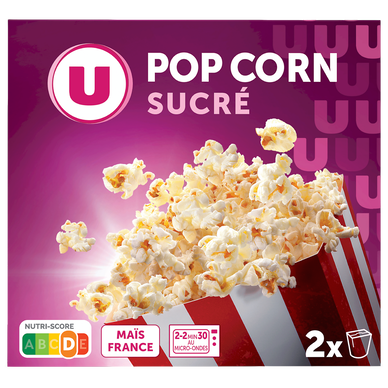 Popcorn sucré micro ondable en gobelet U, 2x90g