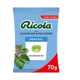Menthol bonbons suisses aux plantes sans sucre avec édulcorant RICOLA,sachet de 70g