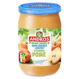 Compote sans sucres ajoutés pomme poire ANDROS, bocal 650g