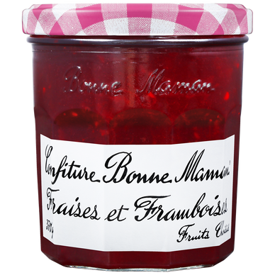 Confiture de fraises et framboises BONNE MAMAN, bocal de 370g