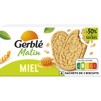 GERBLE - Biscuit Matin Miel -  4x3, 200g