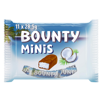 Barres chocolat Noix de coco Minis BOUNTY 333g,carton de 24
