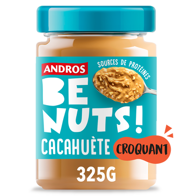 Pâte à tartiner be nuts! cacahuète croquant ANDROS, pot 325g
