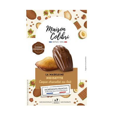 Madeleines noisette coque chocolat au lait COLIBRI 182g