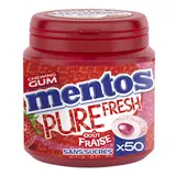 Chewing-gum sans sucre pure fresh goût fraise MENTOS, boîte de 50 dragées soit 100g
