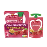 Dessert fruitier gourdes Protect pomme fraise passion + Vitamines & Zinc MATERNE - 4x90g