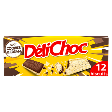 Biscuits cookies et cream DELICHOC, sachet de 150g