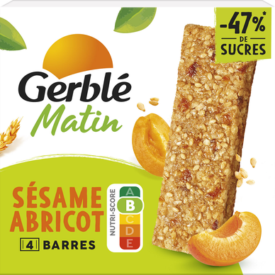Barres matin sésame abricot GERBLE, paquet 120g