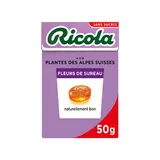Bonbons fleurs de sureau sans sucres avec édulcorants RICOLA, boîte de50g