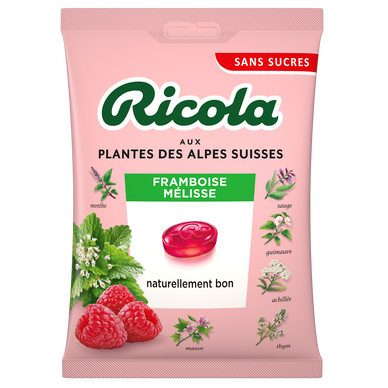 Bonbons framboise/mélisse sans sucres RICOLA, boîte 70g