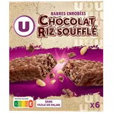 Barres de céréales enrobées de chocolat au riz souflé  6 unités, 150g