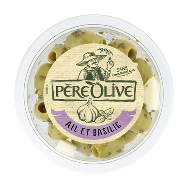 Olive ail et basilic - Barquette 150g