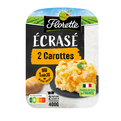 Ecrasé de pommes de terre aux 2 carottes FLORETTE - Barquette 2 x 200g
