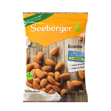 Amandes décortiquées, SEEBERGER, sachet 200g