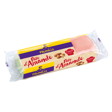 Pâte d'amande tricolore blanche verte et rose, MAITRE PRUNILLE, barquette 250g