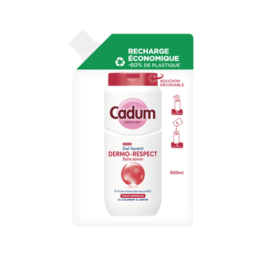Éco-recharge gel lavant CADUM Dermo-respect sans savon 500mL