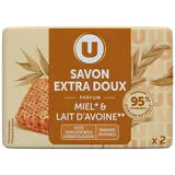 Savon extra doux lait avoine miel, 2x100g
