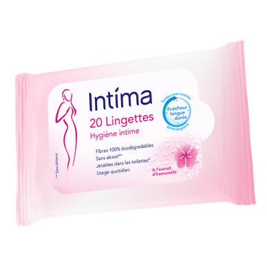 Lingettes Hygiène Intime Hamamélis Fraîcheur Longue Durée - INTIMA - x20