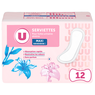 Serviettes incontinence maxi  x12