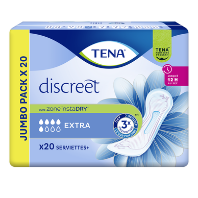Serviettes incontinence discreet extra jumbo TENA LADY, x20