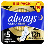 Serviettes Secure Night Extra ALWAYS Ultra Ailettes taille5 x16