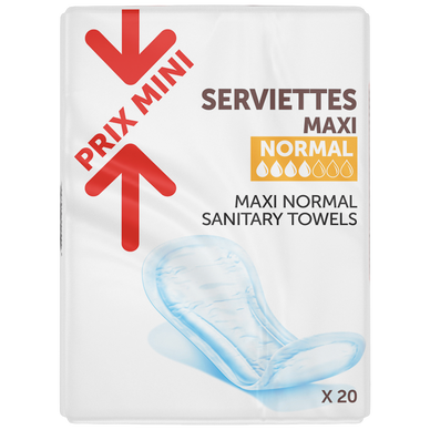 Serviettes hygiéniques maxi normal PRIX MINI - x20
