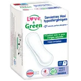 Serviettes hygiéniques maxi hypoallergéniques 0% anti irritation LOVE&GREEN, x12