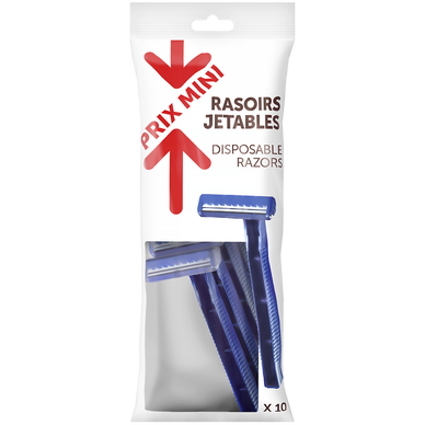 Rasoirs jetables 2 lames masculin PRIX MINI - x10