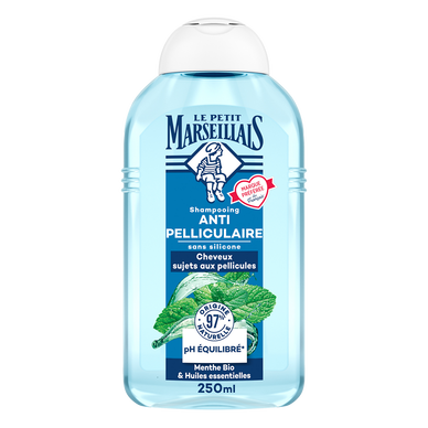 Shampooing antipelliculaire cheveux normaux infusion & menthe bio LE PETIT MARSEILLAIS, 250ml