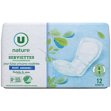Serviettes incontinence maxi x12