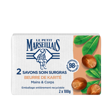 Savon soin surgras beurre karité LE PETIT MARSEILLAIS, 2x100g