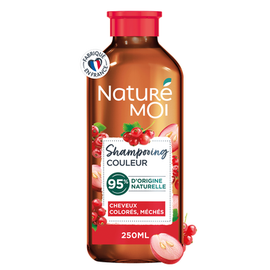 Shampooing couleur éclat pour cheveux colorés et/ou méchés NATURE MOI,flacon de 250ml