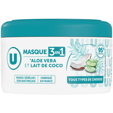 Masque capillaire 3en1 Tous types de cheveux,  lait coco & aloe vera -400ml
