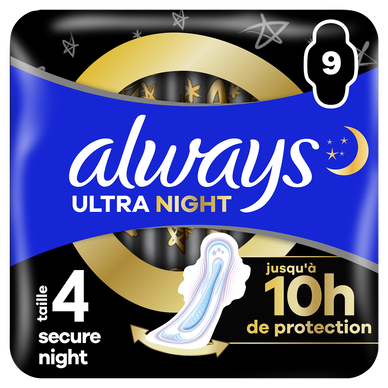 Serviettes ultra ailettes night ALWAYS taille 4 x9