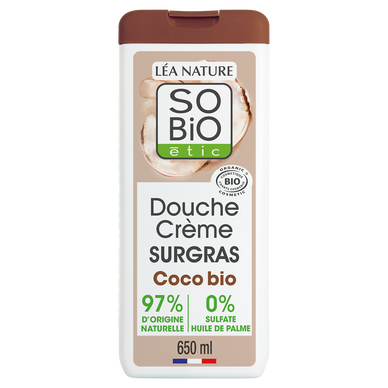 Gel Douche crème surgras à l'huile de coco bio SO'BIO 650ml