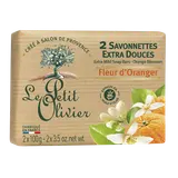 Savon parfum fleur d'oranger LE PETIT OLIVIER, 2x100g