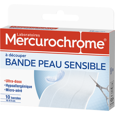 Pansements en bandes à découper MERCUROCHROME, bande x10, (10cmx6cm)