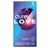 Préservatifs Love Taille Ajustée & Extra lubrifiés - DUREX - x6