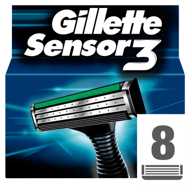 Lames pour rasoir masculin Sensor 3 Systeme GILLETTE, x8