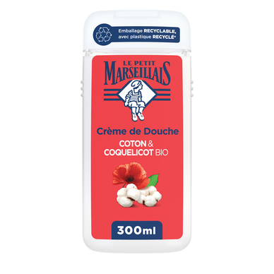 Crème de douche extra LE PETIT MARSEILLAIS coton & coquelicot bio 300mL