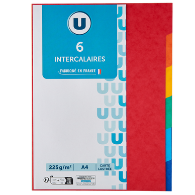 Intercalaire 21x29,7cm x6 coloris vifs