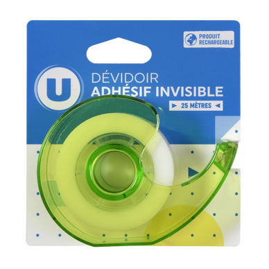 Dévidoir avec rouleau adhésif invisible 19mmx25m