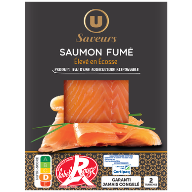 Saumon fumé d'Ecosse, Label Rouge,  2 tranches  -  80g
