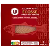 Saumon fumé au bois de hêtre, Atlantique Ecosse, salé au sel sec, 2 tranches - 75g
