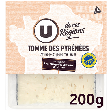 Tomme des Pyrénées lait pasteurisé 30% de matière grasse  200g